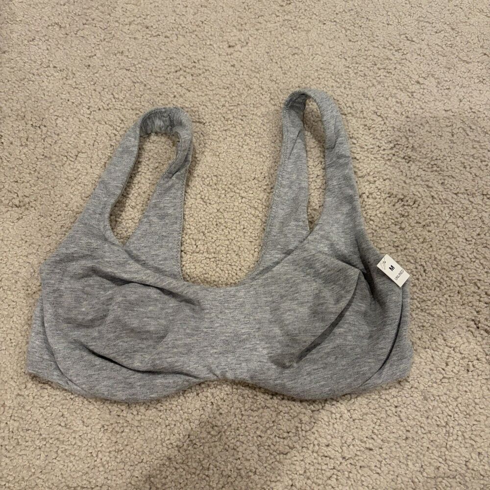 NWT Victoria’s Pink Cotton Modal Blend Unlined Scoop Bra Gray Women Medium